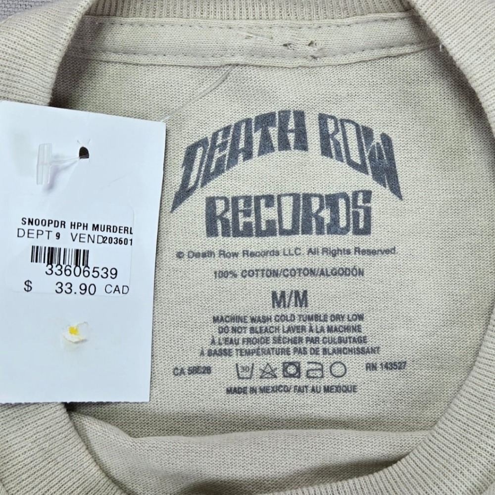 Death Row Records T-Shirt Murder Was The Case 30th Anniversary Beige Mens Size M - Picture 4 of 5